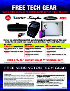FREE TECH GEAR * *WHEN YOU  PURCHASE PRODUCTS FROM ANY OF THESE BRANDS: