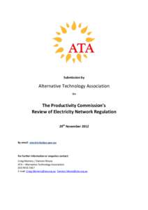 Submission by  Alternative Technology Association On  The Productivity Commission’s