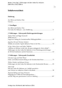 Boban / Hinz (Hg.), Erfahrungen mit dem Index für Inklusion ISBN4 | 5 Inhaltsverzeichnis Einleitung