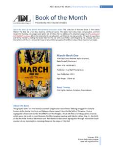 ADL’s Book of the Month | Parent/Family Discussion Guide  Book of the Month Presented by ADL’s Education Division About the Book of the Month Parent/Family Discussion Guide: This collection of featured books is from 