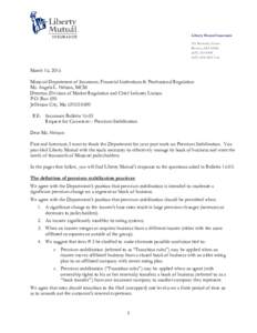 Liberty Mutual Response to Insurance Bulletin 16-03