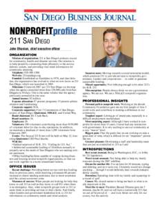 Nonprofitprofile 211 San Diego John Ohanian, chief executive officer ORGANIZATION