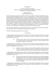 Proposed Rules of The Tennessee Board of Regents State University and Community College System of Tennessee Tennessee Technological University Chapter[removed]