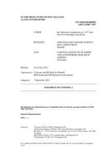 IN THE HIGH COURT OF NEW ZEALAND AUCKLAND REGISTRY CIV[removed][removed]NZHC[removed]Hearing: