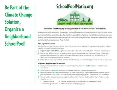 Be Part of the Climate Change Solution, Organize a Neighborhood SchoolPool!