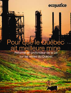 Pour que le Québec aitRéforme meilleure mine en profondeur de la Loi sur les mines du Québec