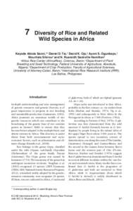 7  Diversity of Rice and Related Wild Species in Africa  Kayode Abiola Sanni,1* Daniel D. Tia,1 David K. Ojo,2 Ayoni S. Ogunbayo,1