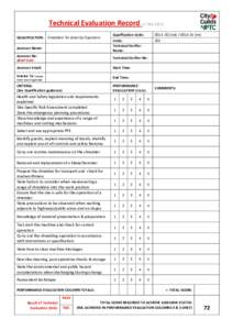 Technical Evaluation Record v1 Feb 2016  QUALIFICATION:  Shredders for Amenity Operators  Assessor Name:  Assessor No:  NEW? DOB: 