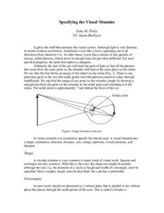 Specifying the Visual Stimulus John M. Foley UC Santa Barbara Light is the stuff that activates the visual system. Although light is very familiar, its nature remains mysterious. Sometimes it acts like a wave, spreading 