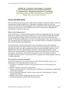 Green Infrastructure for NH Coastal Watershed Communities  APPLICATION INSTRUCTIONS Community Implementation Funding Green Infrastructure for NH Coastal Watershed Communities Finding better ways to control stormwater