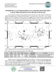 RED SISMICA DE PUERTO RICO  Universidad de Puerto Rico Recinto de Mayagüez Departamento de Geología