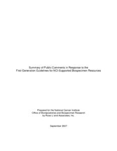 National Institutes of Health / Bioinformatics / CaBIG / Oncology / Office of Biorepositories and Biospecimen Research / Biorepository / National Cancer Institute / Eastern Cooperative Oncology Group / Biological specimen / Medicine / Cancer organizations / Cancer research