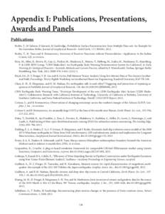 Appendix I: Publications, Presentations, Awards and Panels Publications Bodin, T., M Salmon, B Kennett, M Sambridge, Probabilistic Surface Reconstruction from Multiple Data-sets-An Example for the Australian Moho, Journa