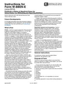 Instructions for Form W-8BEN-E Department of the Treasury Internal Revenue Service