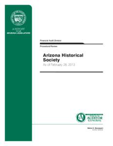 A REPORT TO THE ARIZONA LEGISLATURE  Financial Audit Division