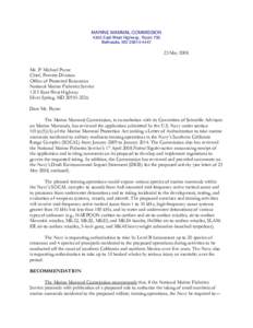 MARINE MAMMAL COMMISSION 4340 East-West Highway, Room 700 Bethesda, MD[removed]May 2008 Mr. P. Michael Payne