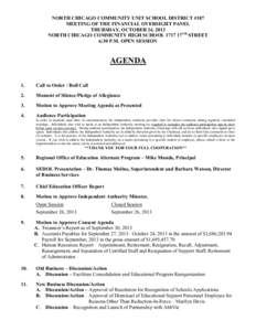 North Chicago School District 187 Financial Oversight Panel Meeting Agenda - October 24, 2013