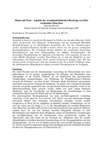 1  Mann und Frau - Aspekte der sexualmedizinischen Beratung von älter werdenden Menschen Karoline Bischof Zürcher Institut für klinische Sexologie und Sexualtherapie ZISS