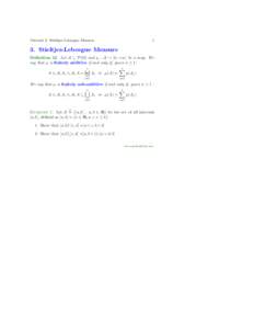 Tutorial 3: Stieltjes-Lebesgue Measure  1