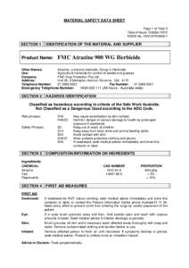 MATERIAL SAFETY DATA SHEET Page 1 of Total 5 Date of Issue: October 2012 MSDS No. FMC/ATRA900/1  SECTION 1