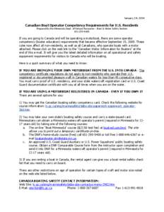 January 24, 2014  Canadian Boat Operator Competency Requirements for U.S. Residents Prepared by the Minnesota Dept. of Natural Resources - Boat & Water Safety Section[removed]