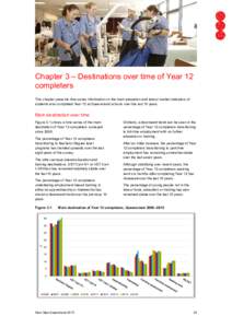 Chapter 3 – Destinations over time of Year 12 completers This chapter presents time series information on the main education and labour market indicators of students who completed Year 12 at Queensland schools over the