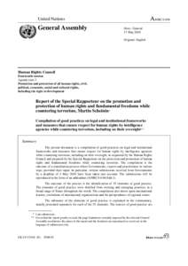 Intelligence analysis / Military intelligence / Central Intelligence Agency / McLean /  Virginia / United States Intelligence Community / Martin Scheinin / Geneva Centre for the Democratic Control of Armed Forces / Defense Intelligence Agency / Counter-terrorism / National security / Security / Espionage