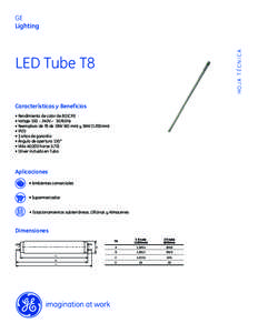 HOJA TÉCNICA  GE Lighting  LED Tube T8