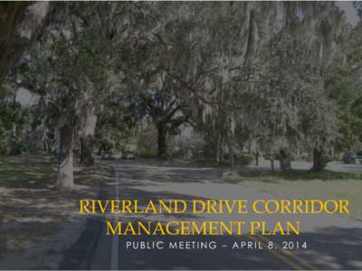 RIVERLAND DRIVE CORRIDOR MANAGEMENT PLAN PUBLIC MEETING – APRIL 8, 2014 PUBLIC MEETING AGENDA