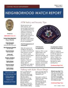 Volume 3, Issue 2 February 2014 COVINA POLICE DEPARTMENT  NEIGHBORHOOD WATCH REPORT