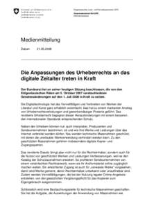 Die Anpassungen des Urheberrechts an das digitale Zeitalter treten in Kraft