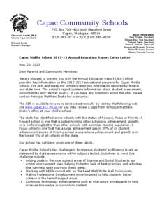 Capac Community Schools Charles C. Smith, Ph.D. Interim Superintendent P.O. Box[removed]North Glassford Street Capac, Michigan 48014