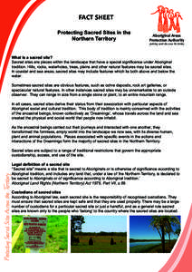 FACT SHEET Protecting Sacred Sites in the Northern Territory Aboriginal Areas Protection Authority