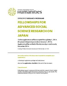 DIVISION OF RESEARCH PROGRAMS  FELLOWSHIPS FOR ADVANCED SOCIAL SCIENCE RESEARCH ON JAPAN