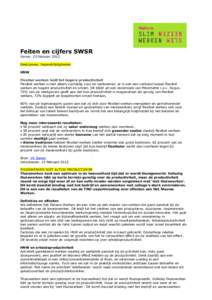 Feiten en cijfers SWSR Versie: 23 februari 2012 Geel/groen: tegenstrijdigheden HNW Flexibel werken leidt tot hogere productiviteit Flexibel werken is niet alleen voordelig voor de werknemer, er is ook een verband tussen 