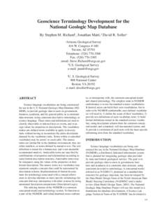 157  Geoscience Terminology Development for the National Geologic Map Database By Stephen M. Richard1, Jonathan Matti,2 David R. Soller3 Arizona Geological Survey