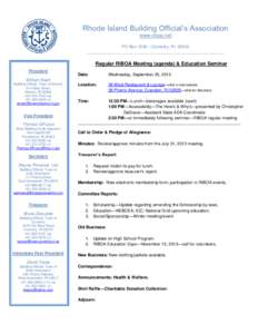 Rhode Island Building Official’s Association www.riboa.net PO Box 1246 – Coventry, RI[removed]___________________________________________________________  Regular RIBOA Meeting (agenda) & Education Seminar