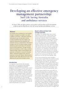 The Australian Journal of Emergency Management, Vol. 20 No. 4, November[removed]Developing an effective emergency management partnership: Surf Life Saving Australia and ambulance services
