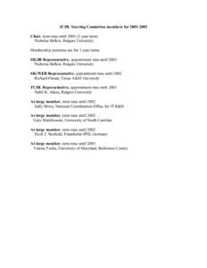 JCDL Steering Committee members for[removed]Chair, term runs until[removed]year term) Nicholas Belkin, Rutgers University Membership positions are for 3 year terms SIGIR Representative, appointment runs until 2003 Nich