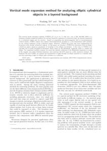 Vertical mode expansion method for analyzing elliptic cylindrical objects in a layered background Hualiang Shi1 and 1  Ya Yan Lu1, ∗