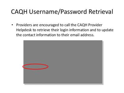 CAQH Username/Password Retrieval