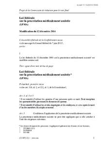 e-parl:00  Projet de la Commission de rédaction pour le vote final Loi fédérale sur la procréation médicalement assistée