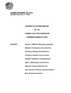 Donald F. McGahn II / Steven T. Walther / Agenda / Petersen / Politics / Government / Federal Election Commission / Ellen L. Weintraub / Cynthia L. Bauerly