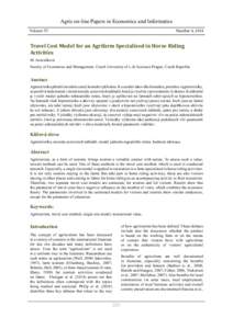 Agris on-line Papers in Economics and Informatics Volume VI Number 4, 2014  Travel Cost Model for an Agrifarm Specialised in Horse Riding