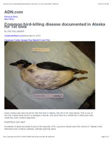 Common bird-killing disease documented in Alaska for 1st time | State News | ADN.com[removed]:42 PM ADN.com Previous Story