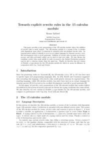 Towards explicit rewrite rules in the λΠ-calculus modulo Ronan Saillard MINES ParisTech Fontainebleau, France 