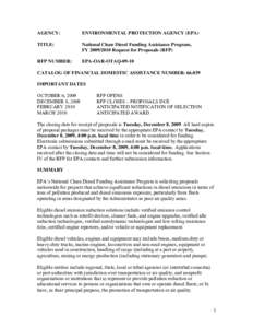 National Clean Diesel Funding Assistance Program, FY[removed]Request for Proposals (RFP)