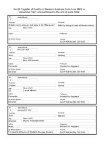 No.26 Register of Deaths in Western Australia from June 1829 to December 1831 and continued to the end of JuneNo Date of Burial