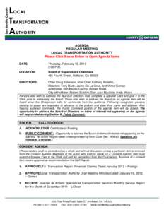 AGENDA REGULAR MEETING LOCAL TRANSPORTATION AUTHORITY Please Click Boxes Below to Open Agenda Items DATE: