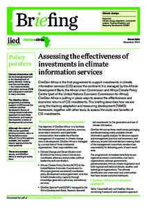 Briefing  Climate change Keywords: Climate change adaptation, cost-benefit analysis, Tracking Adaptation and